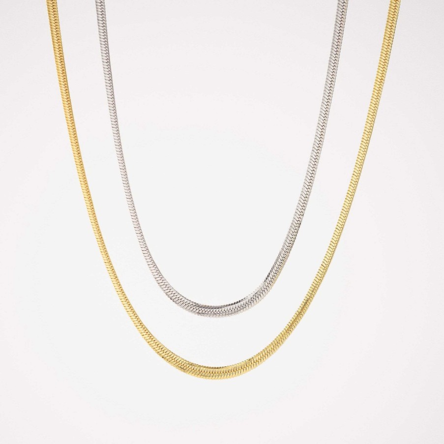 Necklaces Lover's Tempo | Herringbone Chain Necklace Gold