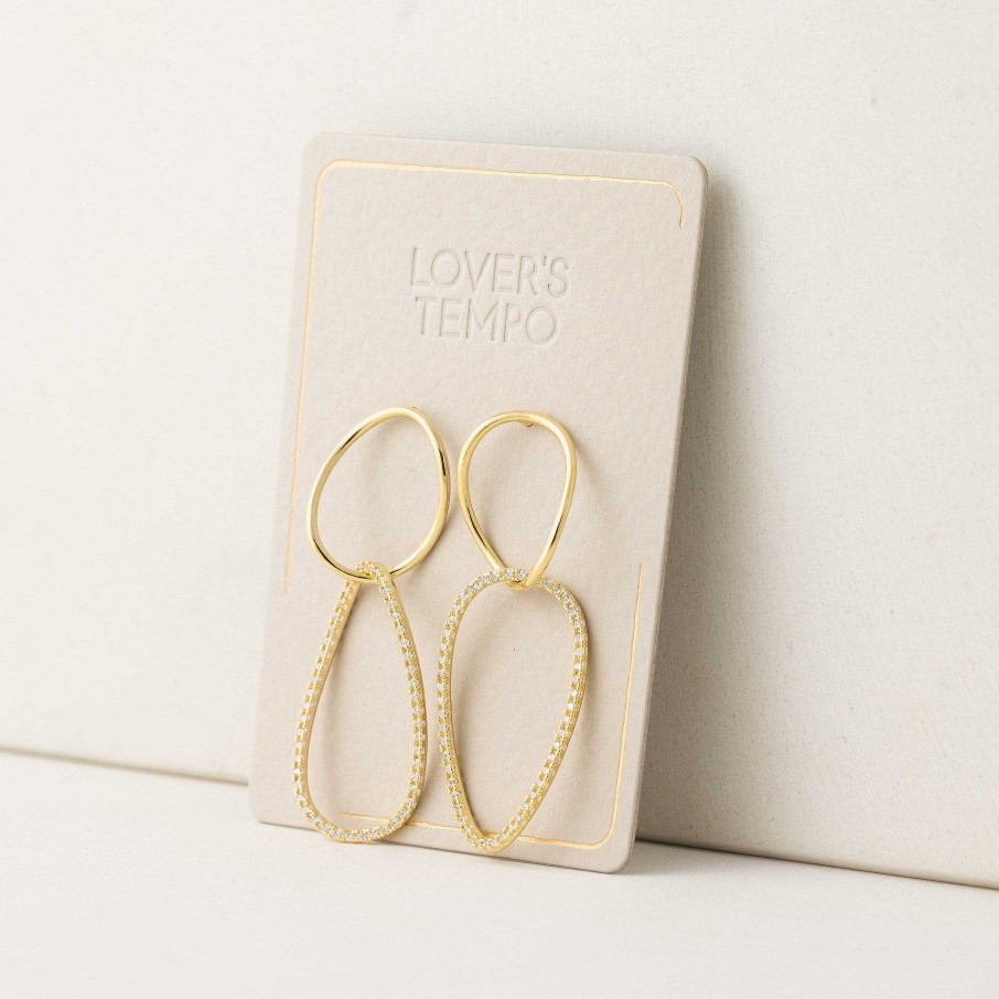 Hoops Lover's Tempo | Encore Pave Large Linked Hoop Earrings Gold