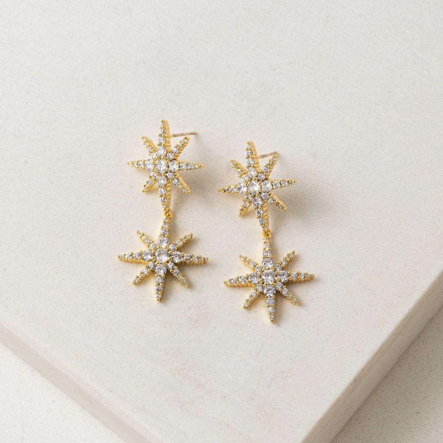 Earrings Lover's Tempo | Etoile Duet Star Drop Earrings Gold