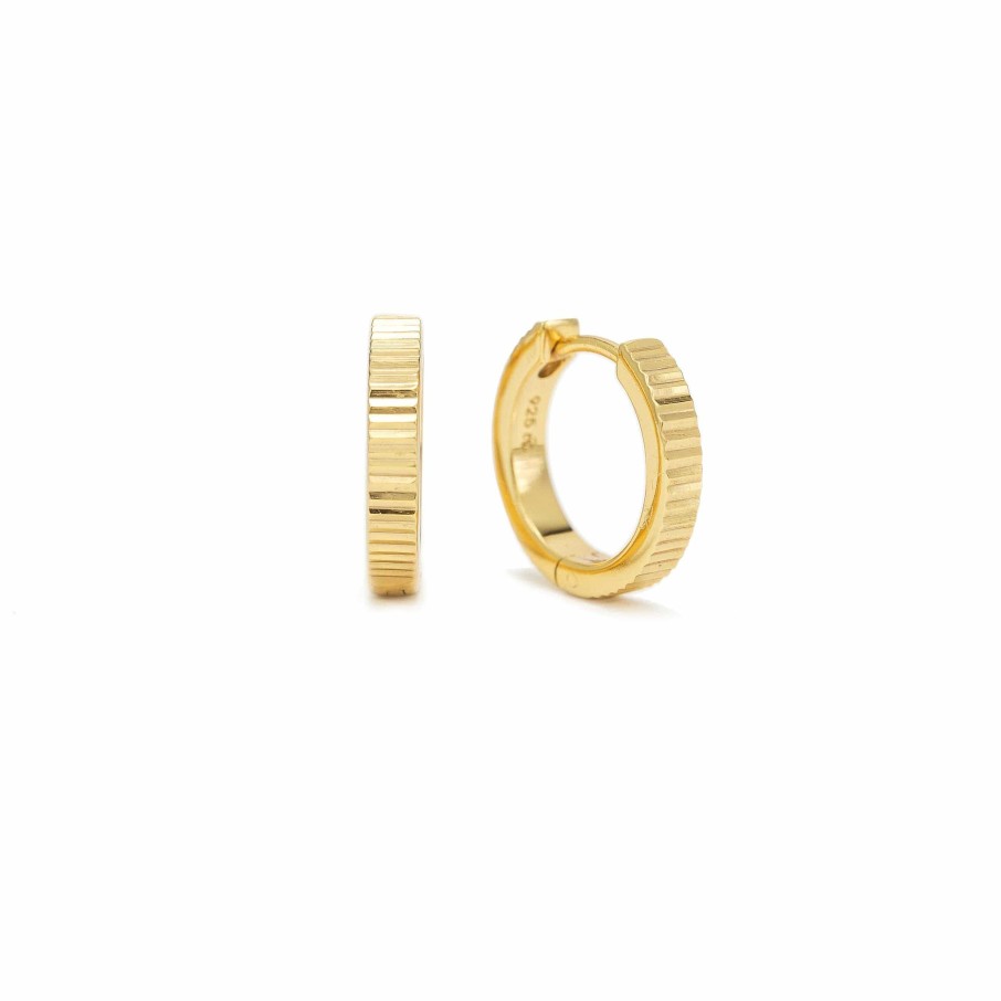 Earrings Lover's Tempo | 15Mm Fluted Huggie Hoop Earrings