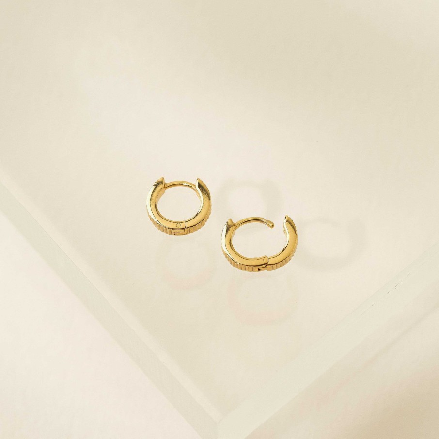 Earrings Lover's Tempo | 10Mm Fluted Huggie Hoop Earrings