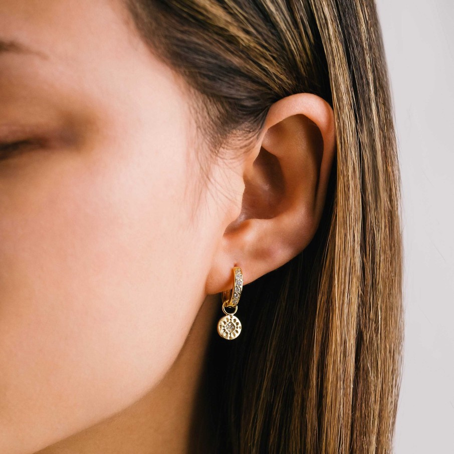 Hoops Lover's Tempo | Sun Coin Charm Hoop Earrings