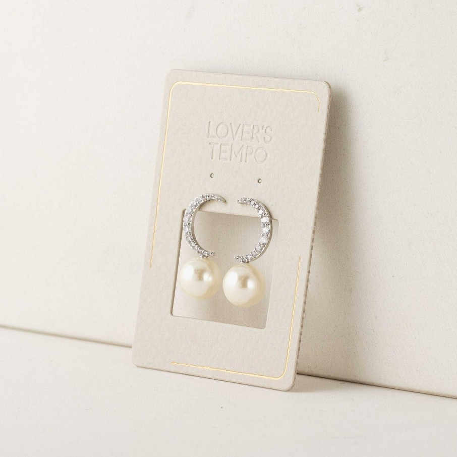 Earrings Lover's Tempo | Lune Moon Pearl Stud Earrings Silver