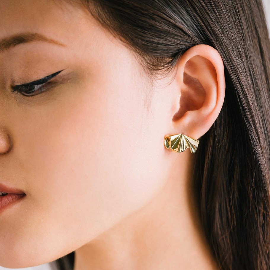 Studs Lover's Tempo | Contour Stud Earrings Gold