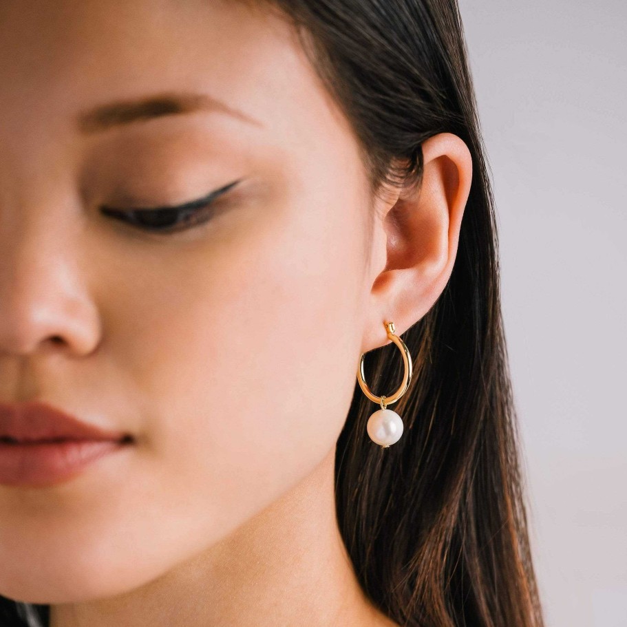 Hoops Lover's Tempo | Andie Pearl Hoop Earrings Gold