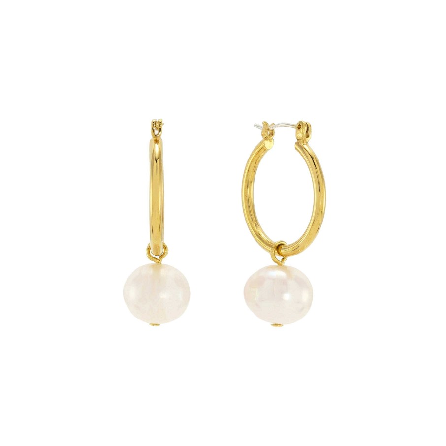 Earrings Lover's Tempo | Andie Pearl Hoop Earrings Gold