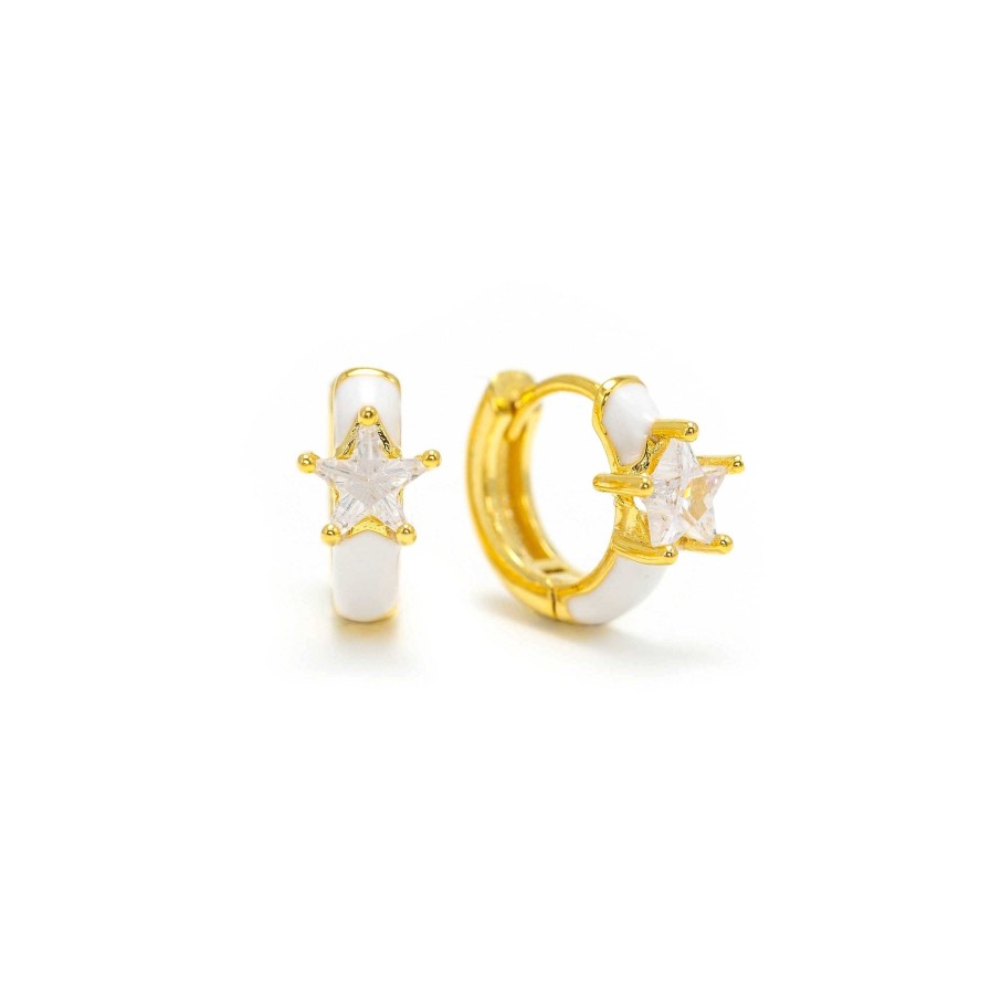 Earrings Lover's Tempo | Star Enamel Huggie Hoop Earrings