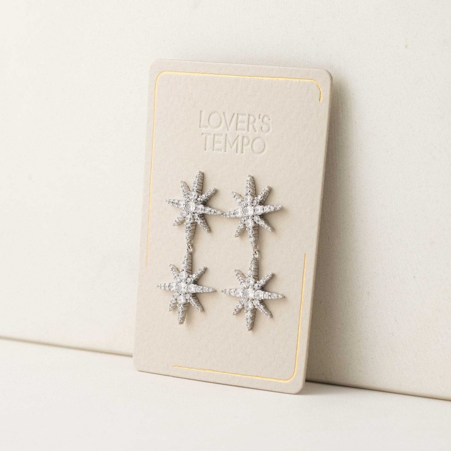 Earrings Lover's Tempo | Etoile Duet Star Drop Earrings Silver