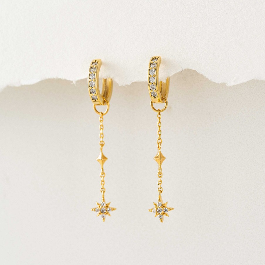 Earrings Lover's Tempo | Starburst Drop Charm Hoop Earrings