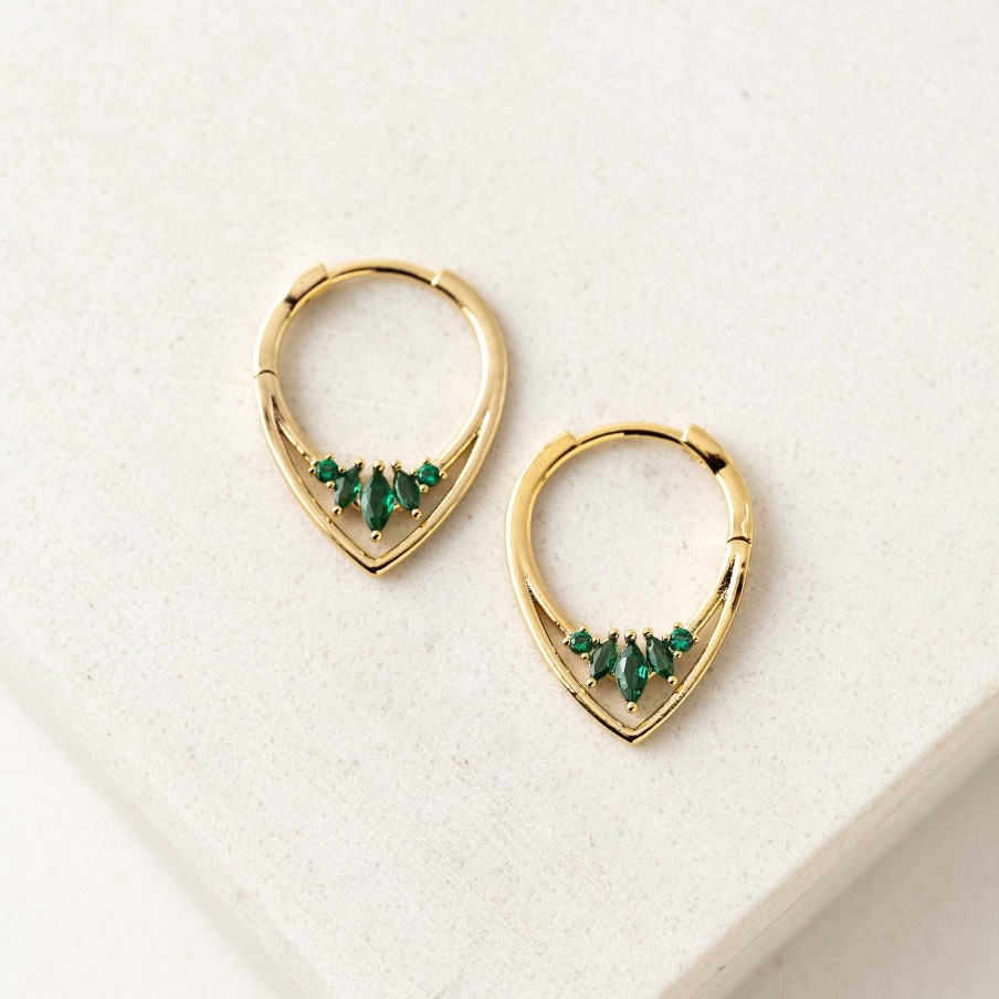 Earrings Lover's Tempo | Aria Emerald Hoop Earrings