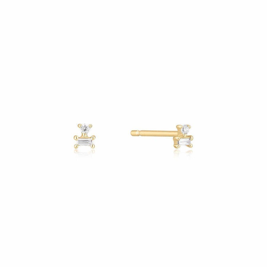 Studs Lover's Tempo | Baguette + Round Diamond Stud Earrings