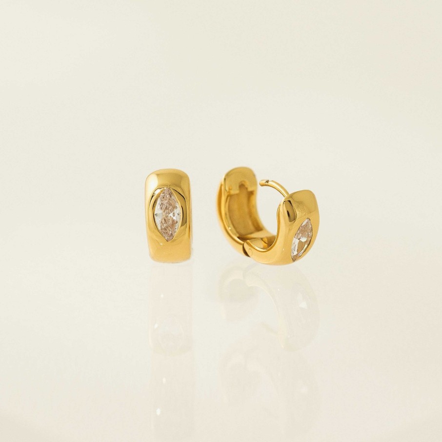 Hoops Lover's Tempo | Marquise Chunky Huggie Hoop Earrings