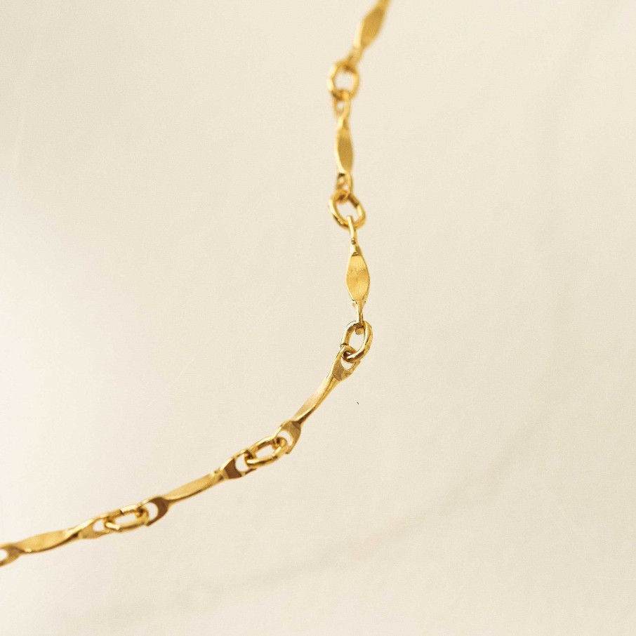 Necklaces Lover's Tempo | Dapped Bar Chain Gold-Filled Necklace