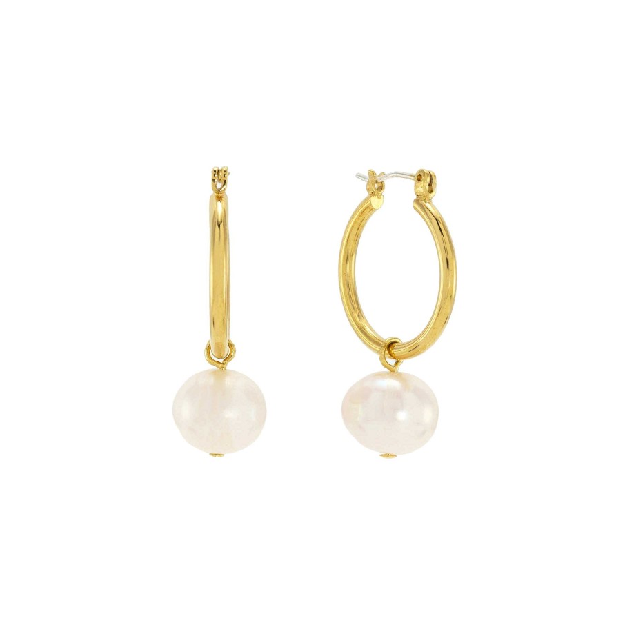 Hoops Lover's Tempo | Andie Pearl Hoop Earrings Gold