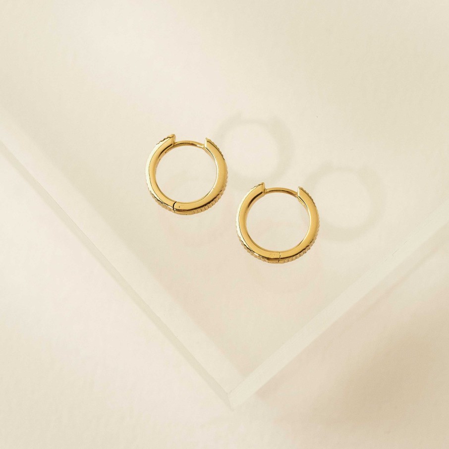 Earrings Lover's Tempo | 15Mm Fluted Huggie Hoop Earrings