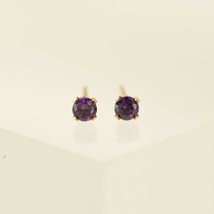 Studs Lover's Tempo | February Birthstone Gold-Filled Stud Earrings