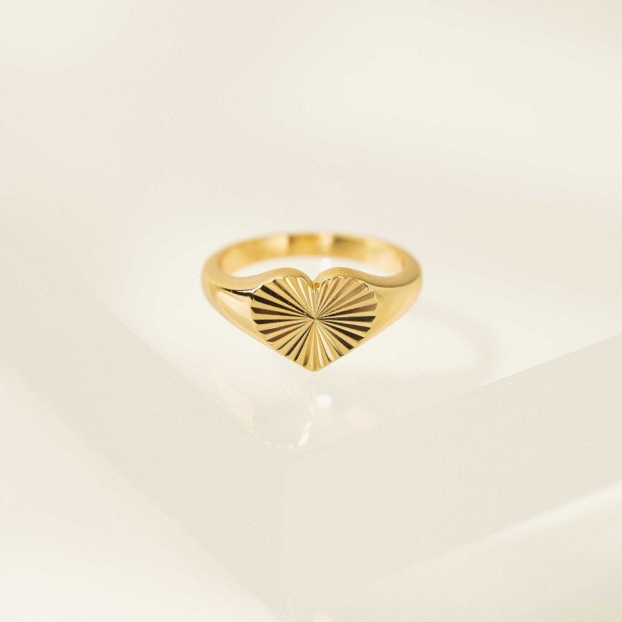 Rings Lover's Tempo | Heart Fluted Signet Ring