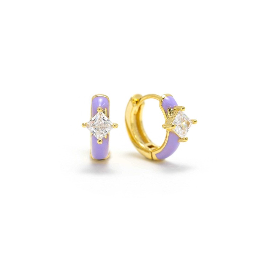 Hoops Lover's Tempo | Diamond Enamel Huggie Hoop Earrings