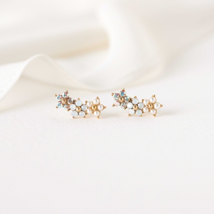 Ear Climbers Lover's Tempo | Floral Climber Earrings White