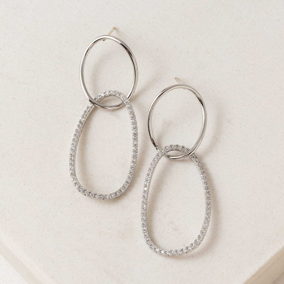 Hoops Lover's Tempo | Encore Pave Large Linked Hoop Earrings Silver