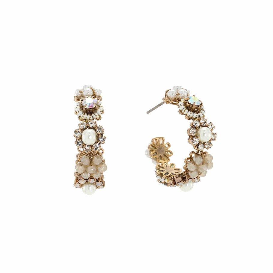 Hoops Lover's Tempo | Bloom Crystal Hoop Earrings White