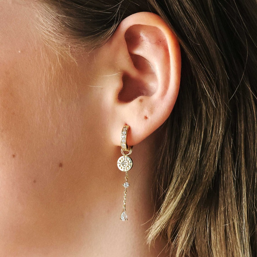 Hoop Charms Lover's Tempo | Sun Coin Charm Hoop Earrings