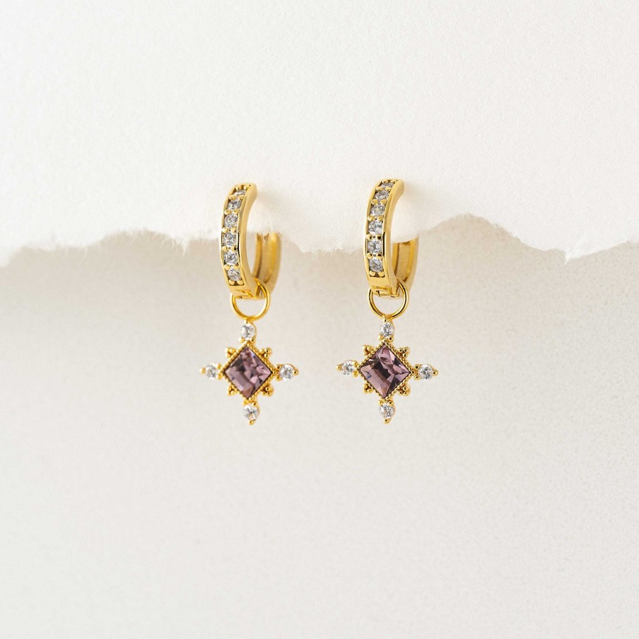 Earrings Lover's Tempo | Sierra Light Amethyst Charm Hoop Earrings