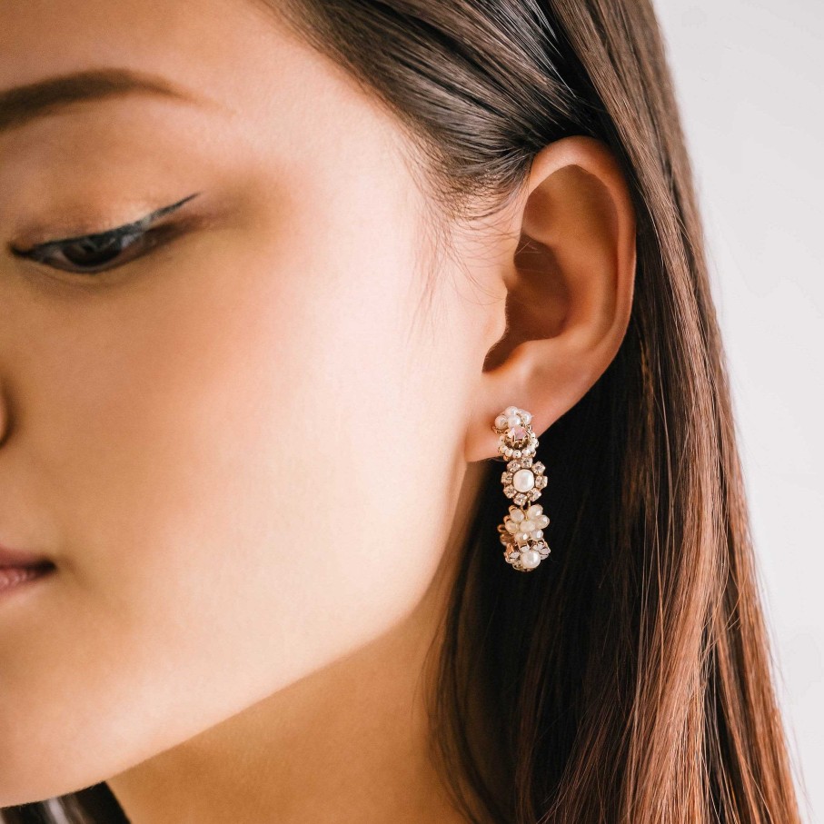 Earrings Lover's Tempo | Bloom Crystal Hoop Earrings White