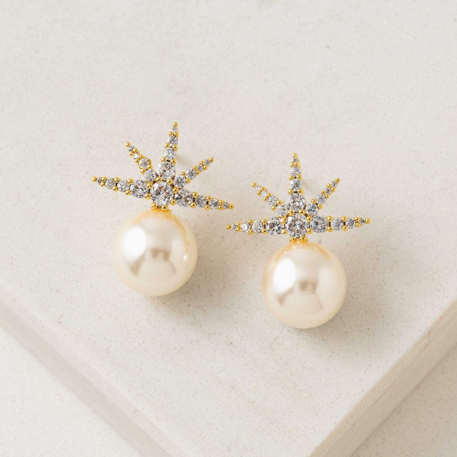 Earrings Lover's Tempo | Etoile Star Pearl Stud Earrings Gold