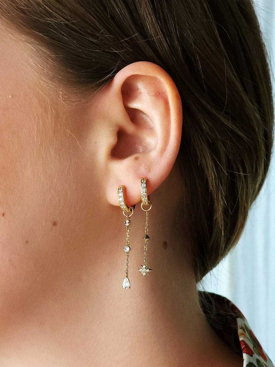 Earrings Lover's Tempo | Starburst Drop Charm Hoop Earrings