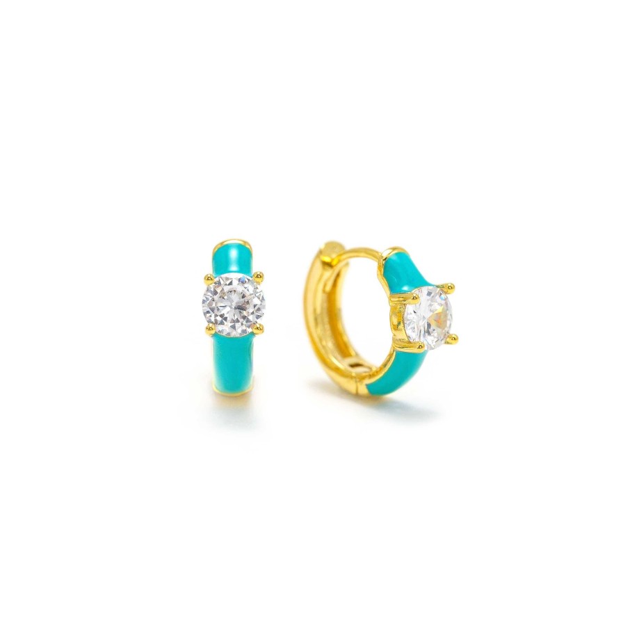 Hoops Lover's Tempo | Solitaire Enamel Huggie Hoop Earrings