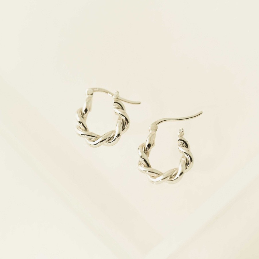 Earrings Lover's Tempo | Twist Hinge Hoop Earrings Silver