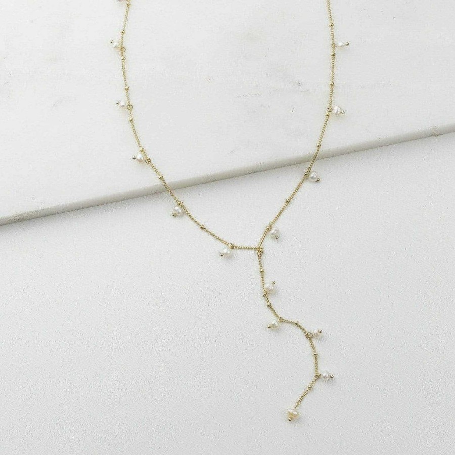 Necklaces Lover's Tempo | Dot Lariat Necklace Pearl