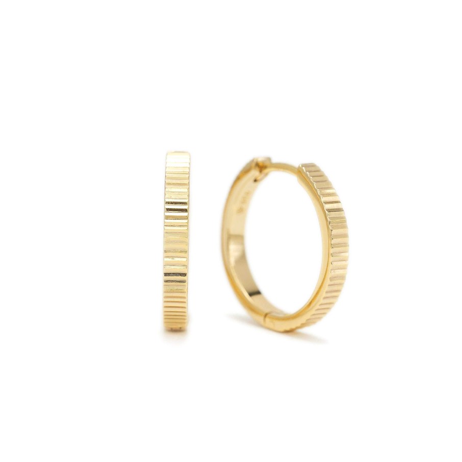 Earrings Lover's Tempo | 20Mm Fluted Huggie Hoop Earrings