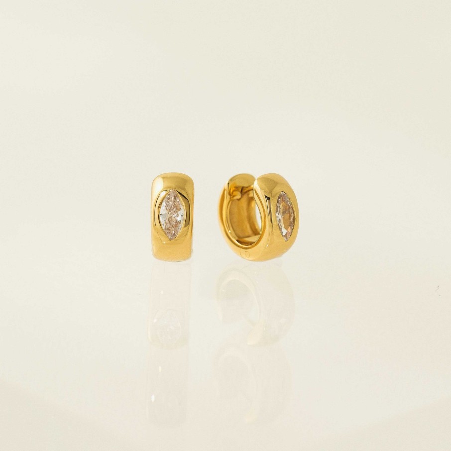 Hoops Lover's Tempo | Marquise Chunky Huggie Hoop Earrings