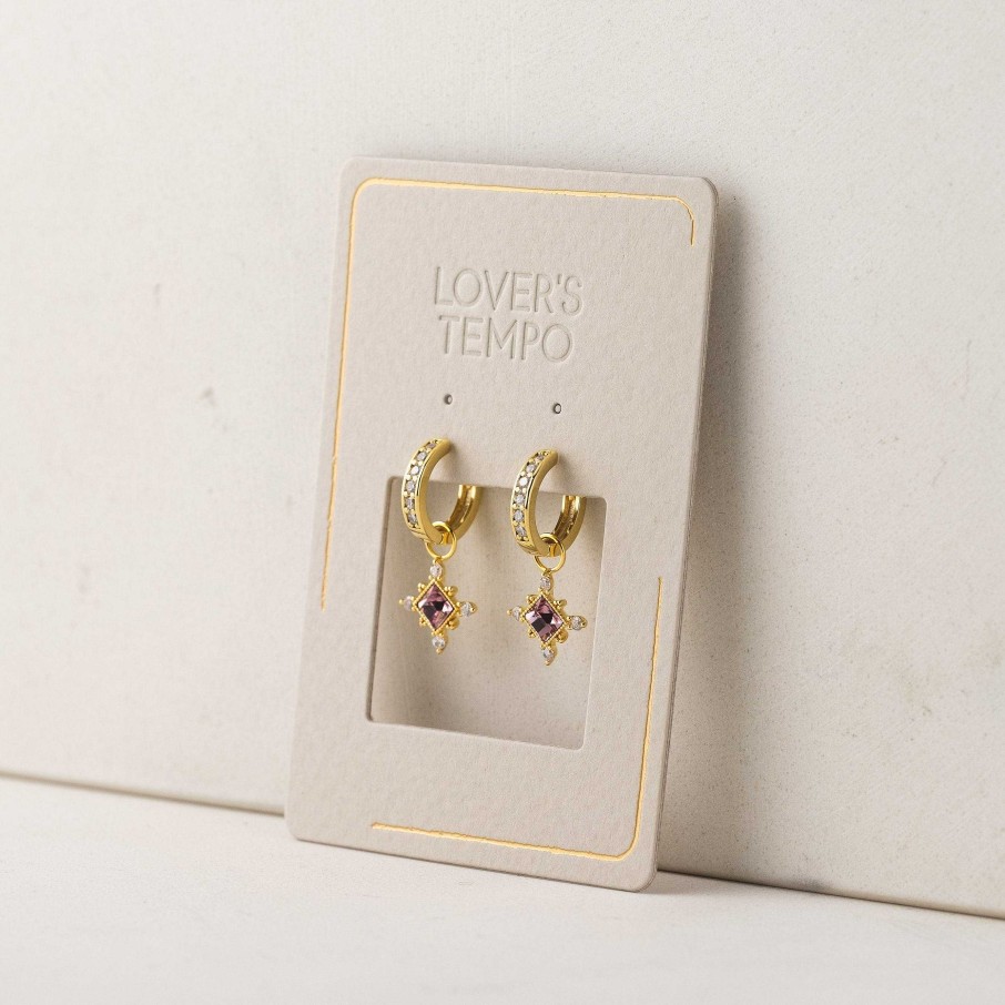 Earrings Lover's Tempo | Sierra Light Amethyst Charm Hoop Earrings