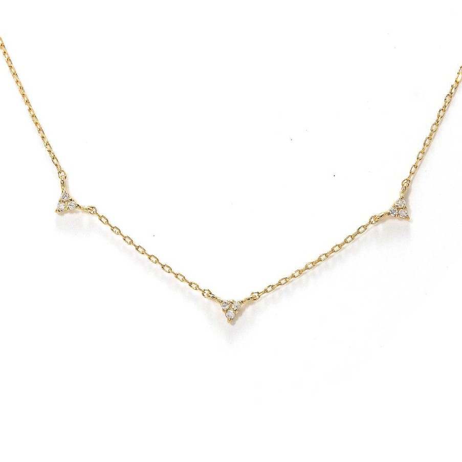 Necklaces Lover's Tempo | 14K 3 Diamond Necklace