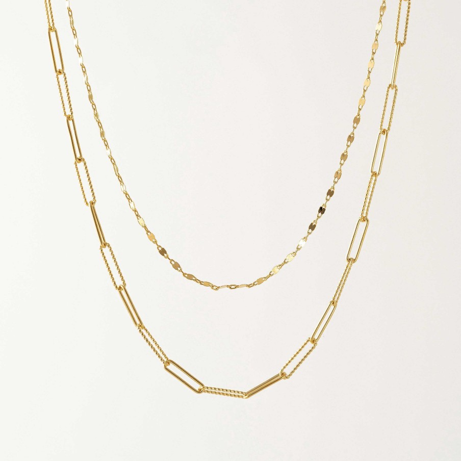 Necklaces Lover's Tempo | Arlo Paperclip Layered Necklace