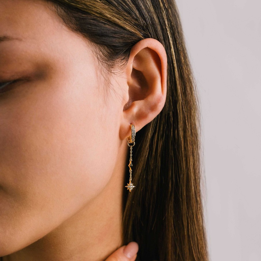 Hoops Lover's Tempo | Starburst Drop Charm Hoop Earrings