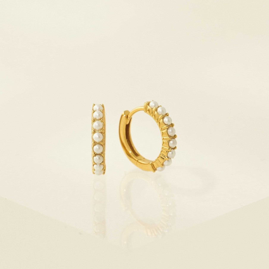 Hoops Lover's Tempo | Pearl 15Mm Hoop Earrings