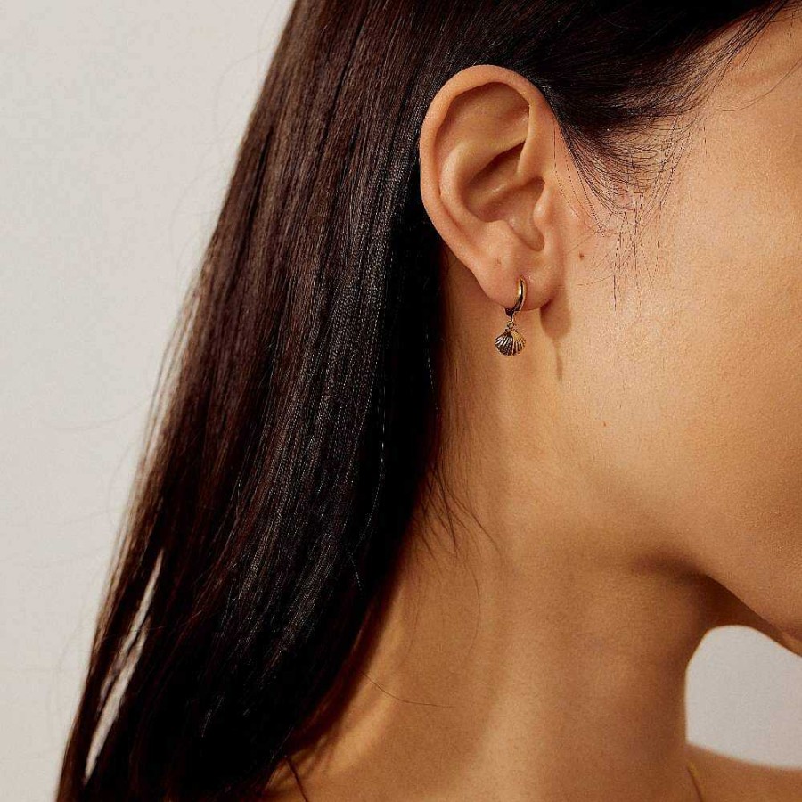 Hoops Lover's Tempo | Shell Charm Huggie Drop Hoop Earrings