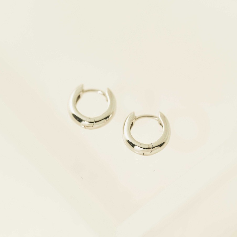 Earrings Lover's Tempo | Core 11Mm Huggie Hoop Earrings Silver