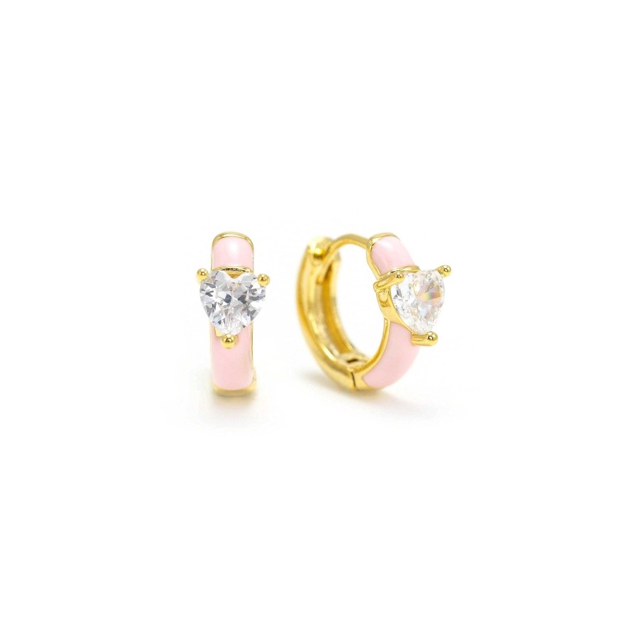 Earrings Lover's Tempo | Heart Enamel Huggie Hoop Earrings