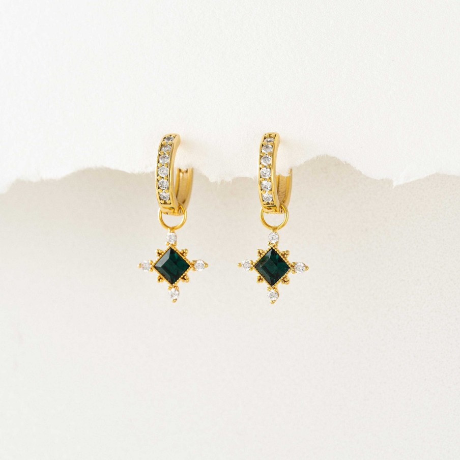 Hoop Charms Lover's Tempo | Sierra Emerald Charm Hoop Earrings