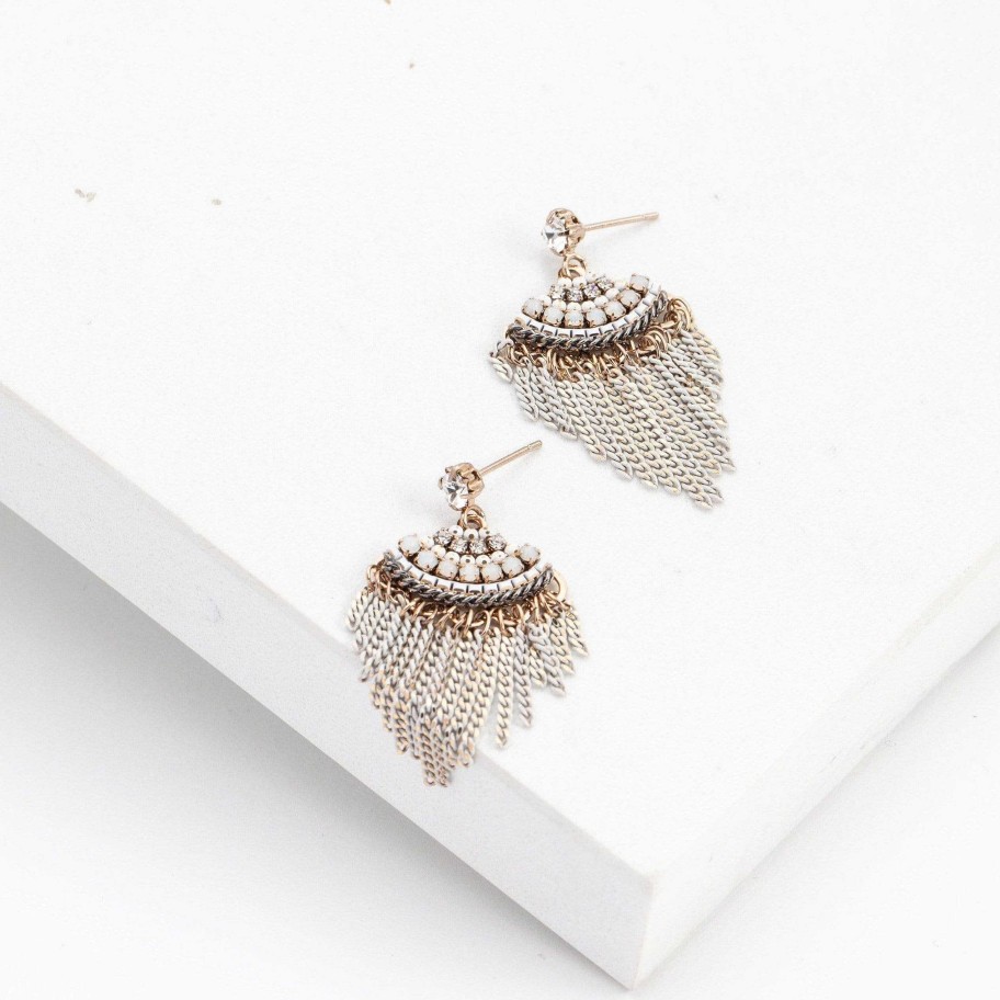 Earrings Lover's Tempo | Juliette Fan Fringe Earrings White