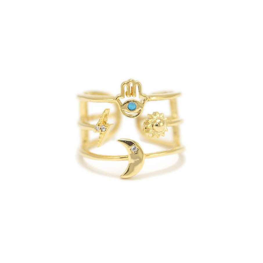 Rings Lover's Tempo | Hamsa Triple Band Fortuna Ring