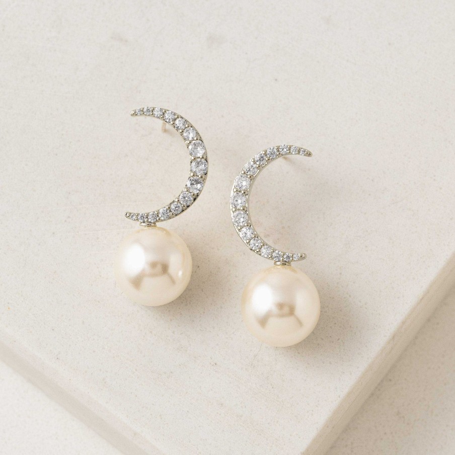 Studs Lover's Tempo | Lune Moon Pearl Stud Earrings Silver