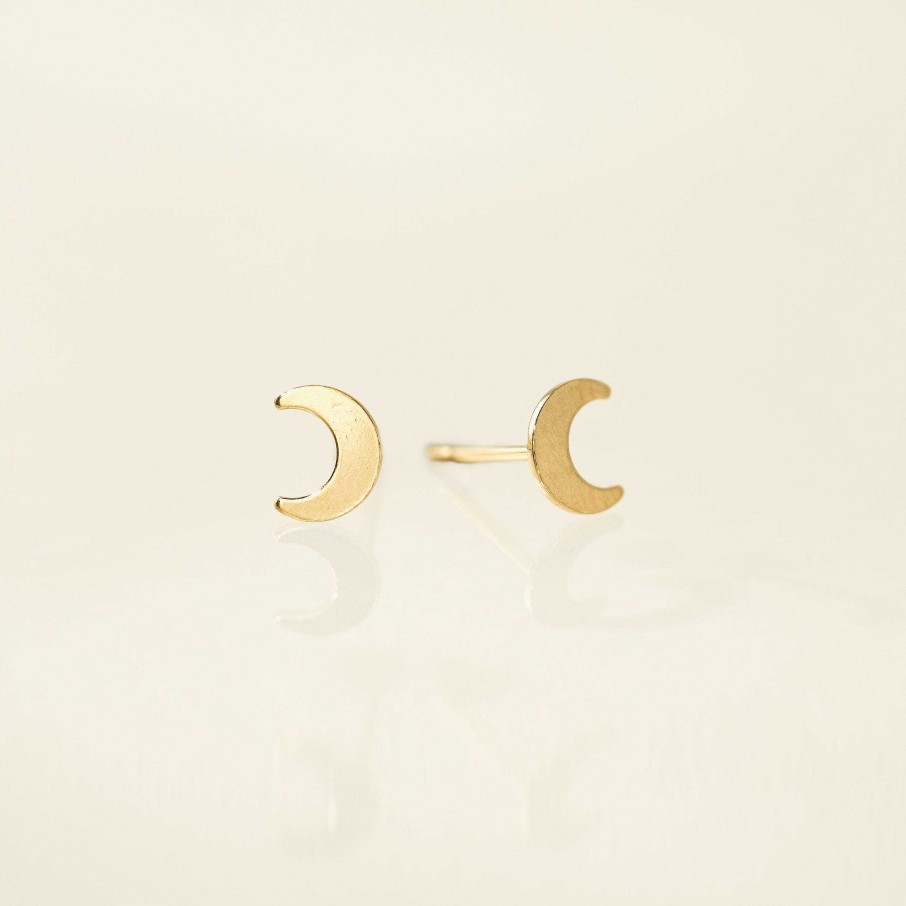 Earrings Lover's Tempo | Moon Gold-Filled Stud Earrings